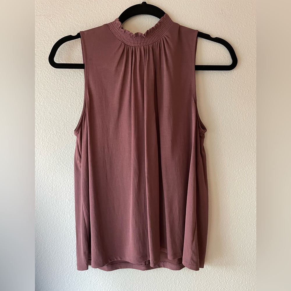 Sunday In Brooklyn Purple Ruffled Smock Neck Top, Sz S